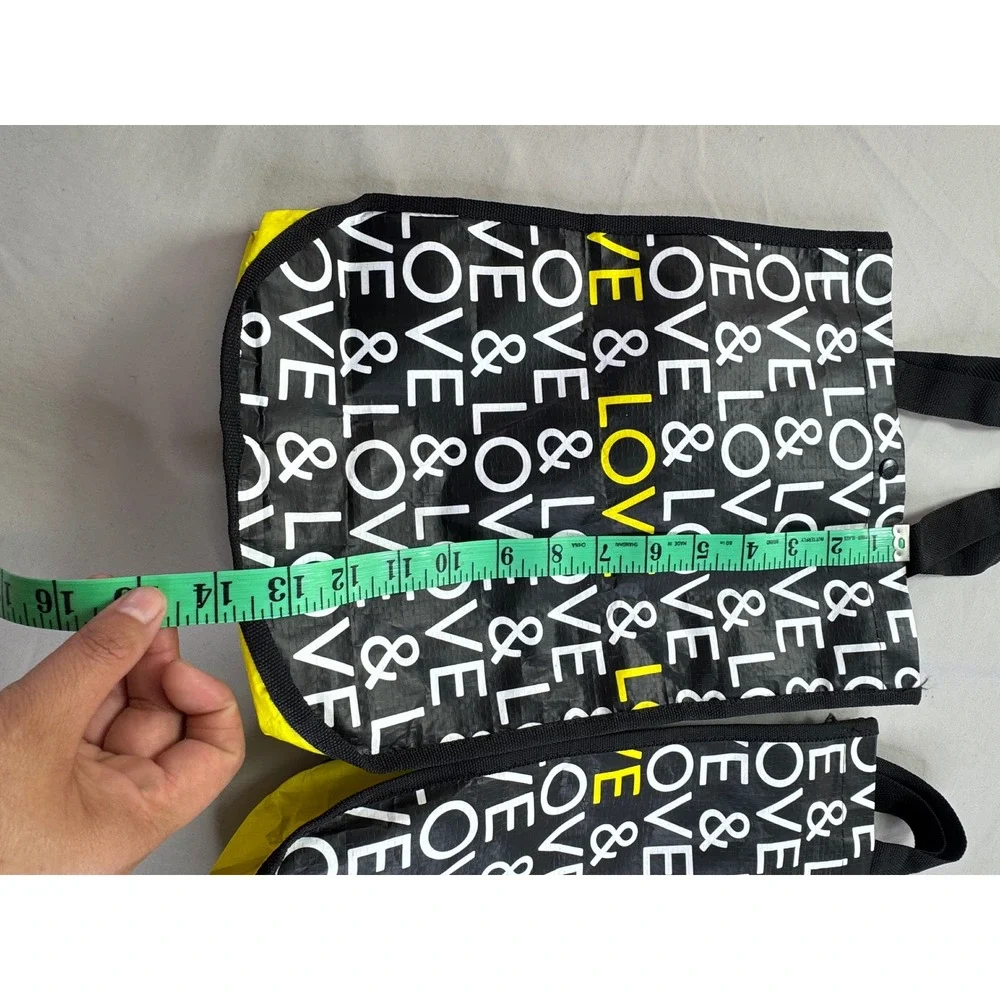 Kendra Scott Reusable Tote Bag Set of 2 Love & Love Recycled Plastic Black Yello